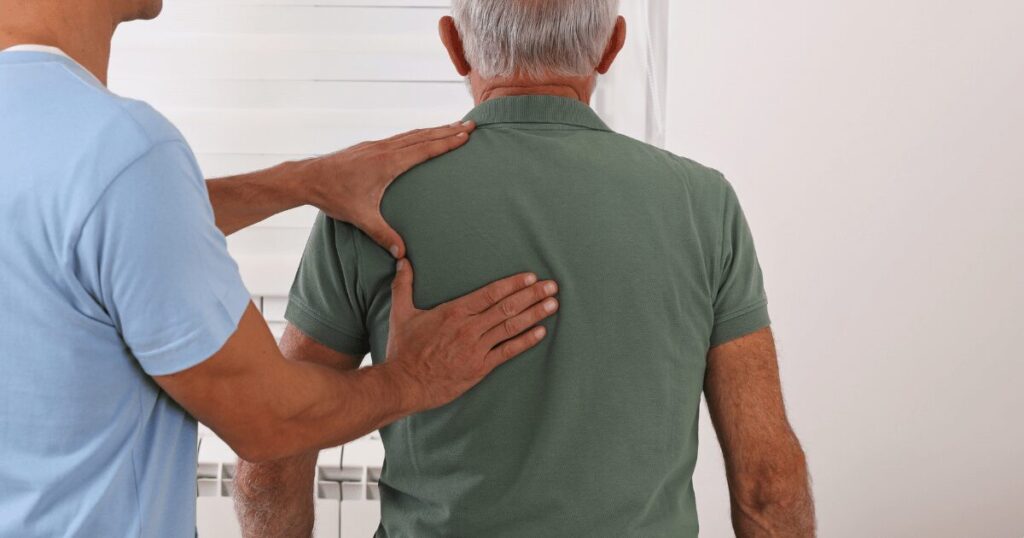 older adult seeking medical attention for herniated disc