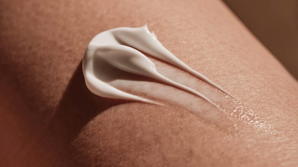 varicose vein cream on a person's leg